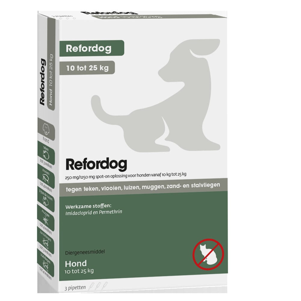Refordog Spot - On - Pipetten - Anti vlooien en teken Hond - 3 pipetten - 3 Stuks