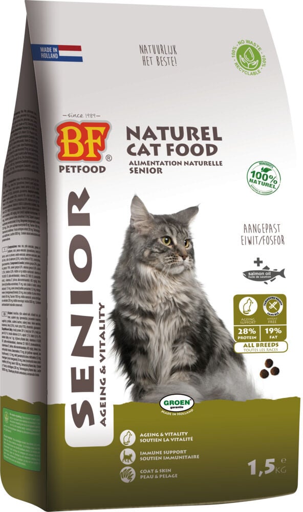BF Petfood Senior Ageing & Vitality - Kattenvoer - 1.5 Kilogram - vis, gevogelte BF Petfood Senior Ageing & Vitality - Kattenvoer - 1.5 Kilogram - vis, gevogelte
