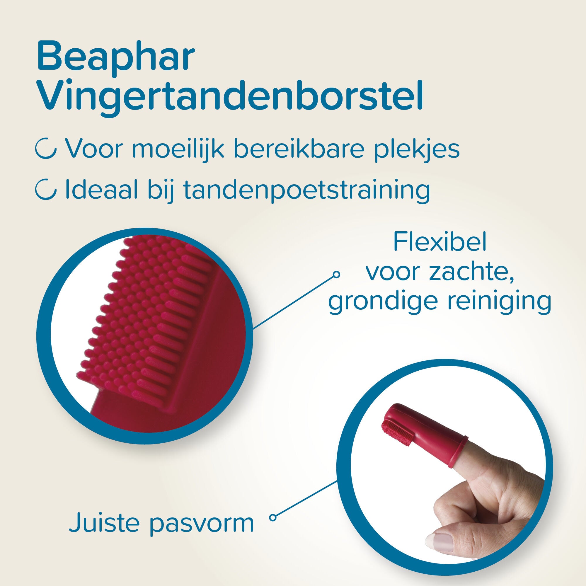 Beaphar Vingertandenborstel - Hond en Kat - 2 Stuks - Wit