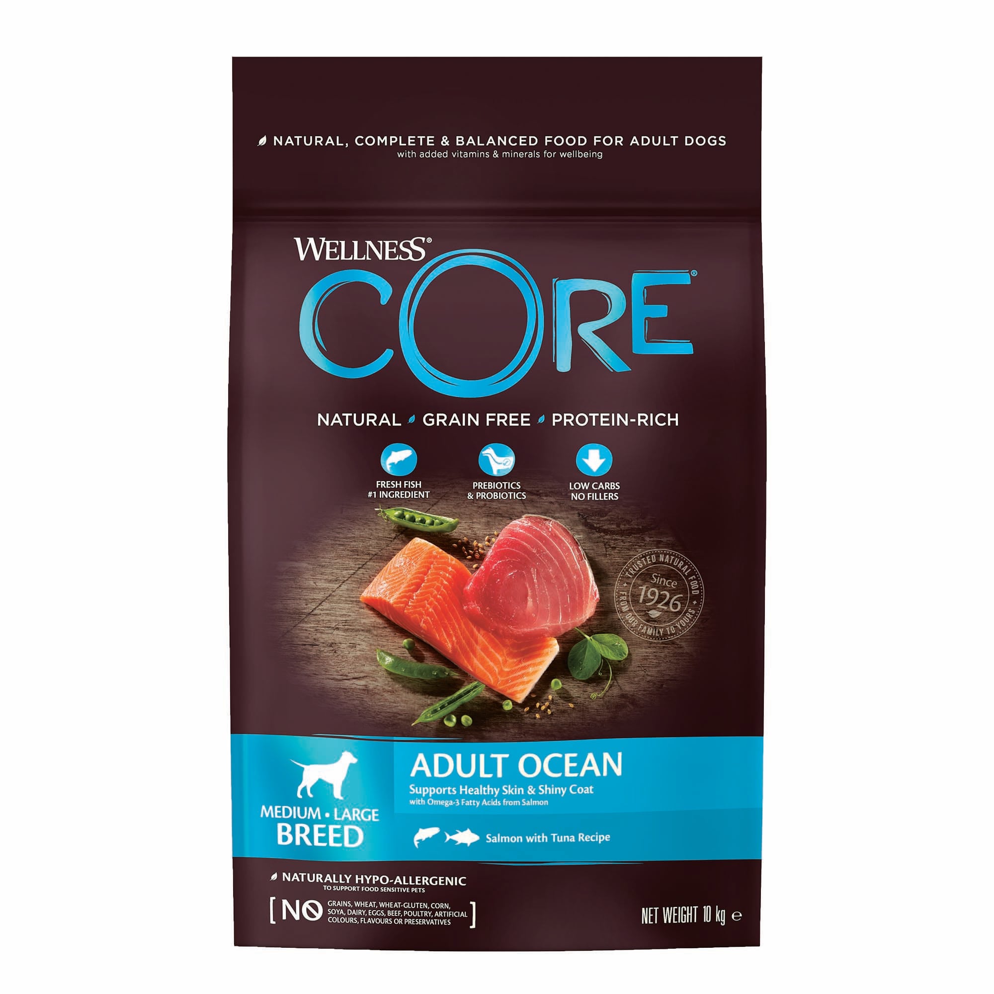 Wellness CORE Adult Ocean Medium-Large- Breed - Hondenvoer - 10 Kilogram - tonijn, zalm Wellness CORE Adult Ocean Medium-Large- Breed - Hondenvoer - 10 Kilogram - tonijn, zalm