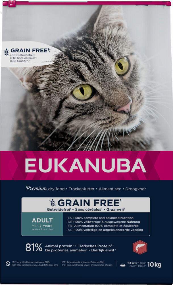 Eukanuba Adult Graanvrij - Kattenvoer - 10 Kilogram - Kip, kalkoen Eukanuba Adult Graanvrij - Kattenvoer - 10 Kilogram - Kip, kalkoen