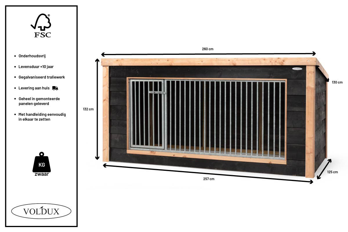 Voldux Reno - Hondenkennel - 132x130x260 cm