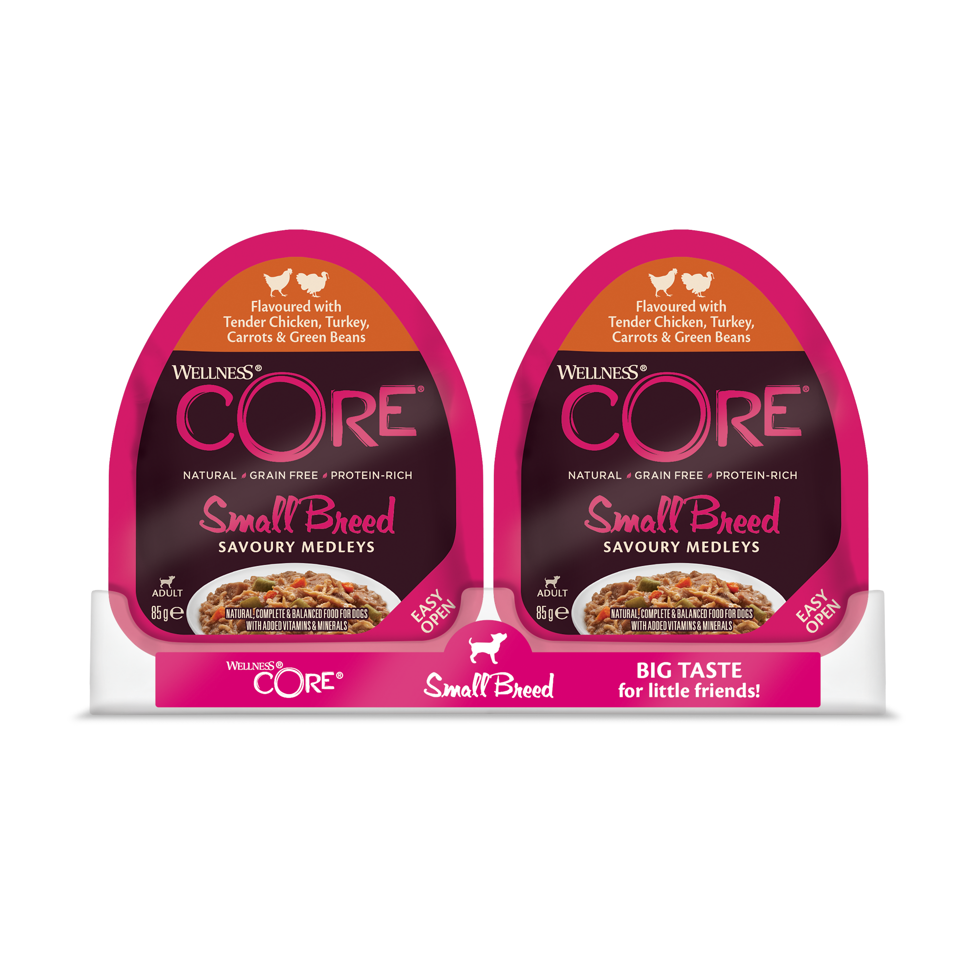 Wellness CORE Small-Breed Savoury Medleys  - Hondenvoer - 85 Gram - kalkoen, kip