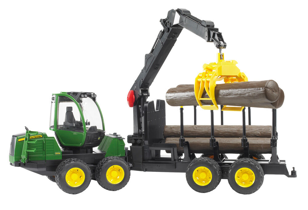 Bruder JD 1210E forwarder + 4 boomstammen en houtgrijper 1:16 - Landbouwmachines Bruder JD 1210E forwarder + 4 boomstammen en houtgrijper 1:16 - Landbouwmachines