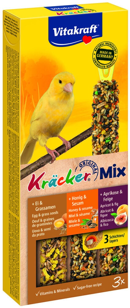 Vitakraft Combikracker 3 in 1 Kanarie - 3 Stuks - Ei, honing, abrikoos - Snacks Vitakraft Combikracker 3 in 1 Kanarie - 3 Stuks - Ei, honing, abrikoos - Snacks
