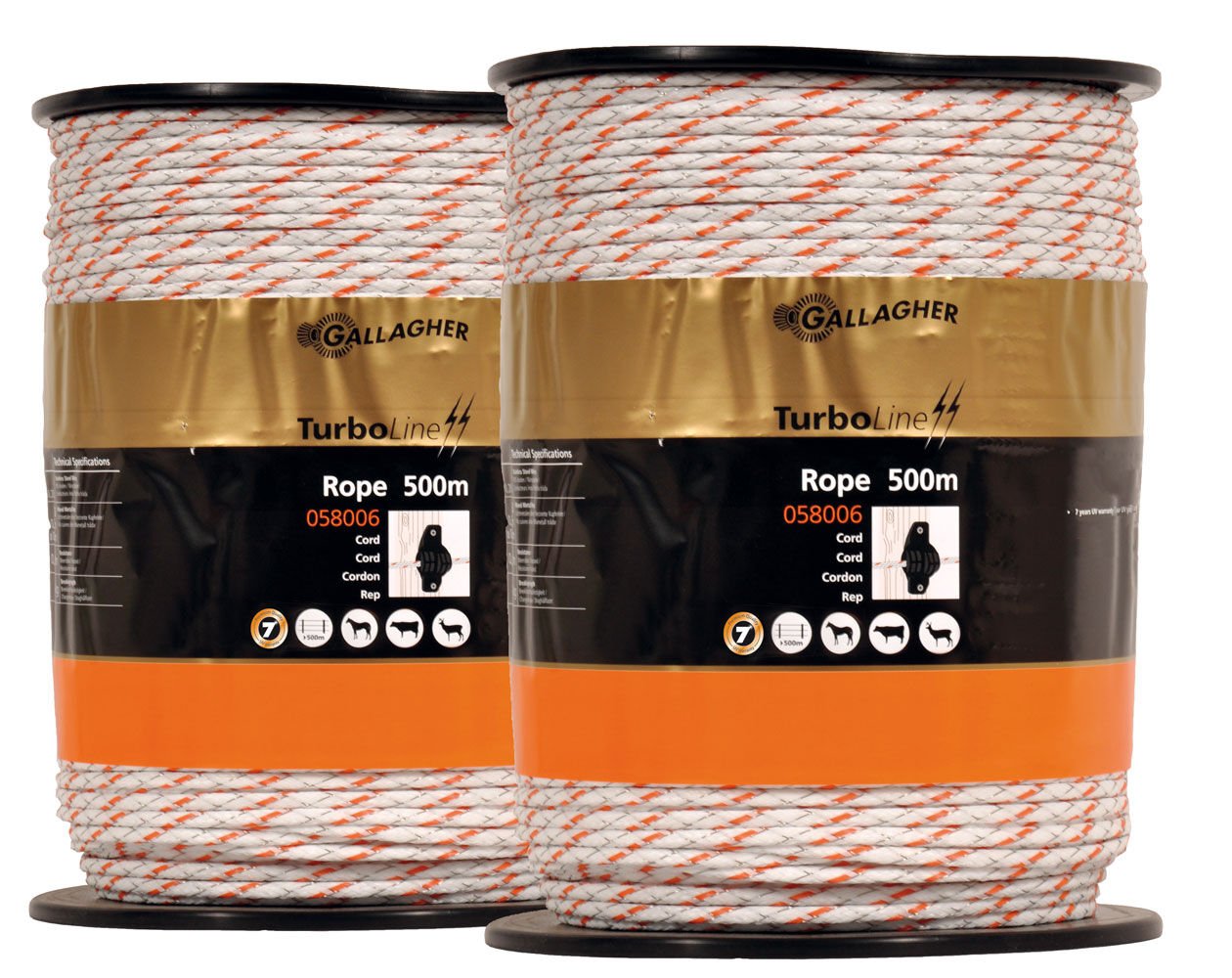 Gallagher Turboline Duopack- Schrikkoord - 35 cm - 2 Stuks - Wit - 57 cm - 100000 cm