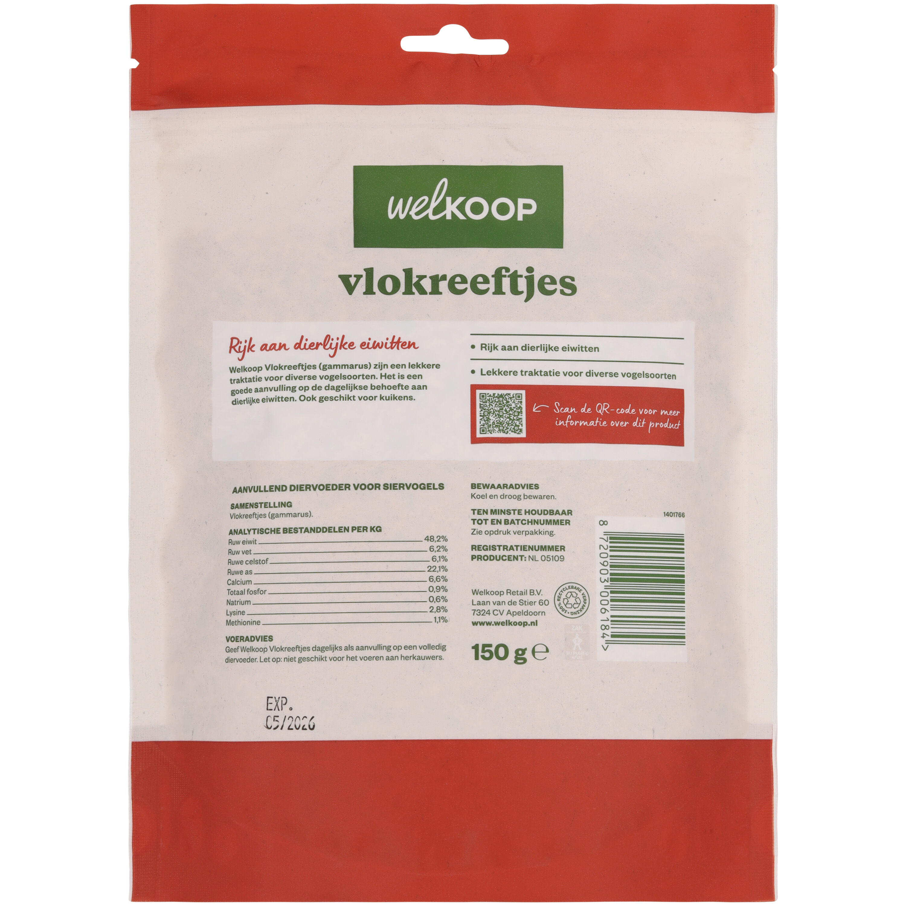 Welkoop Vlokreeftjes - Kippensnack - 150 Gram