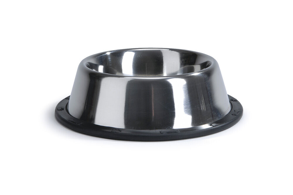 Beeztees Steeldish - Voerbak - Zilver Zwart - 17 cm