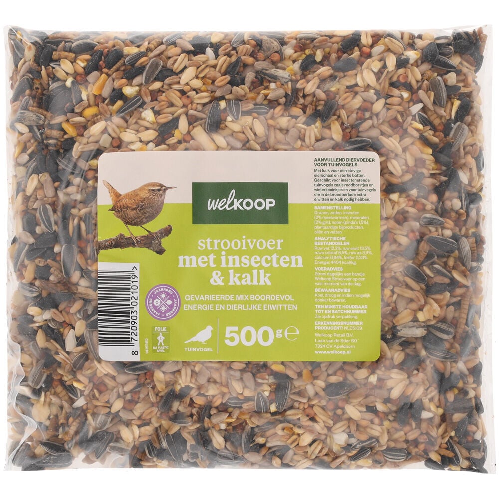 Welkoop - Strooivoer - Tuinvogelvoer - 0.5 Kilogram - Kalk, insecten Welkoop - Strooivoer - Tuinvogelvoer - 0.5 Kilogram - Kalk, insecten
