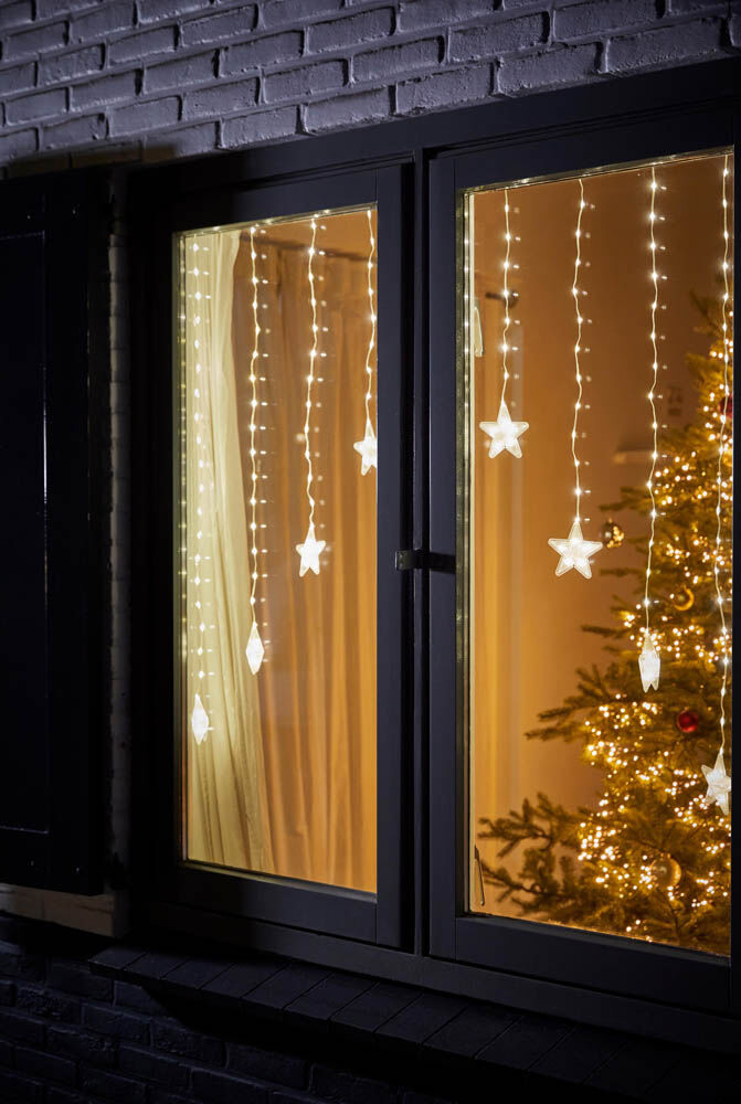 Luca lighting Kerststerren - Lichtgordijn - 170 - Klassiek wit