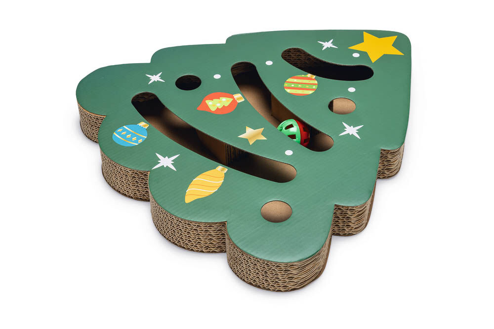 Beeztees Kerstboom Krabkarton - Kerst kattenspeeltje - Groen