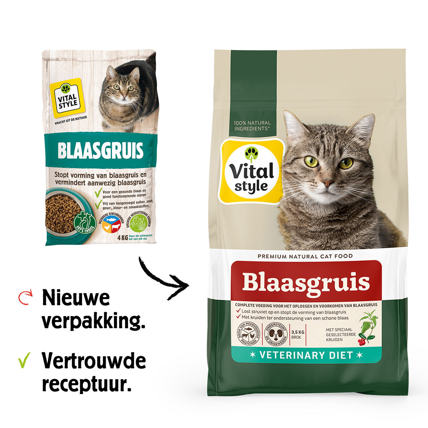 VITALstyle Blaasgruis - Kattenvoer - 3.5 Kilogram - Kip, rund