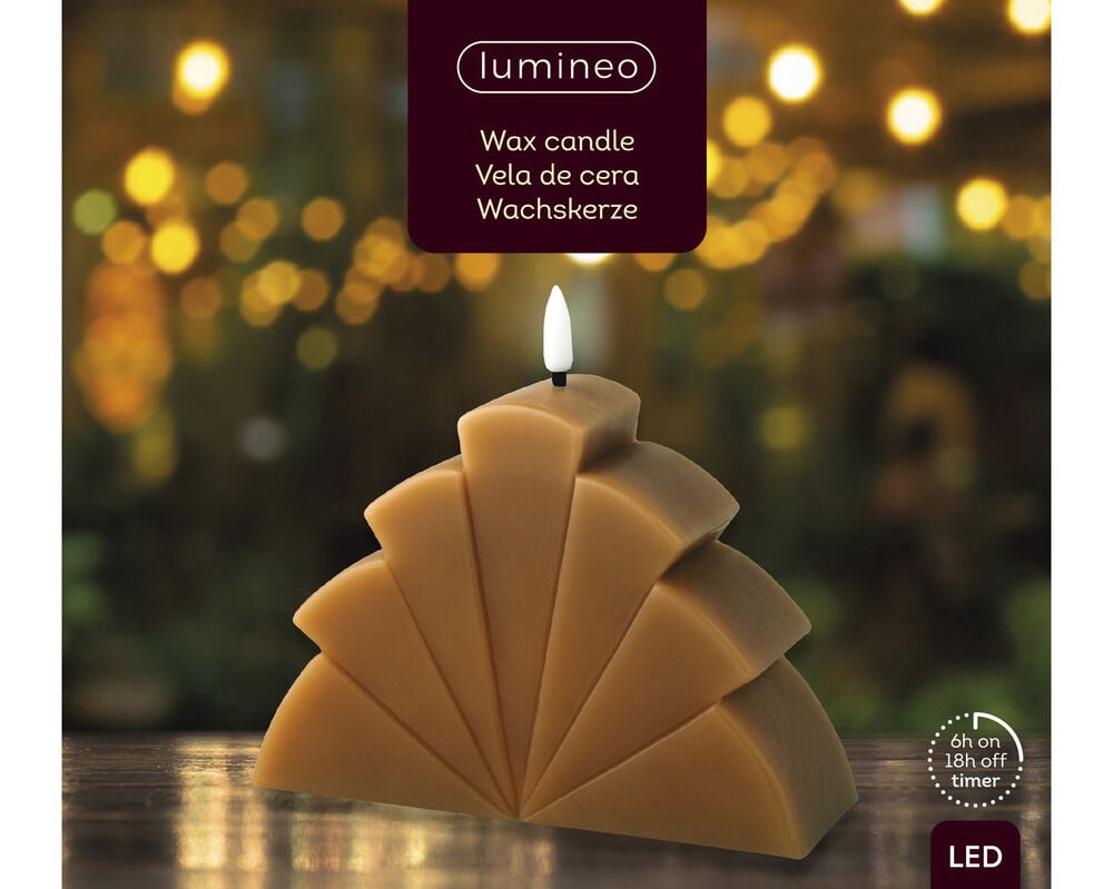 Lumineo Wax - Bruine LED Kaars - 16.2 cm - Bruin/warm wit