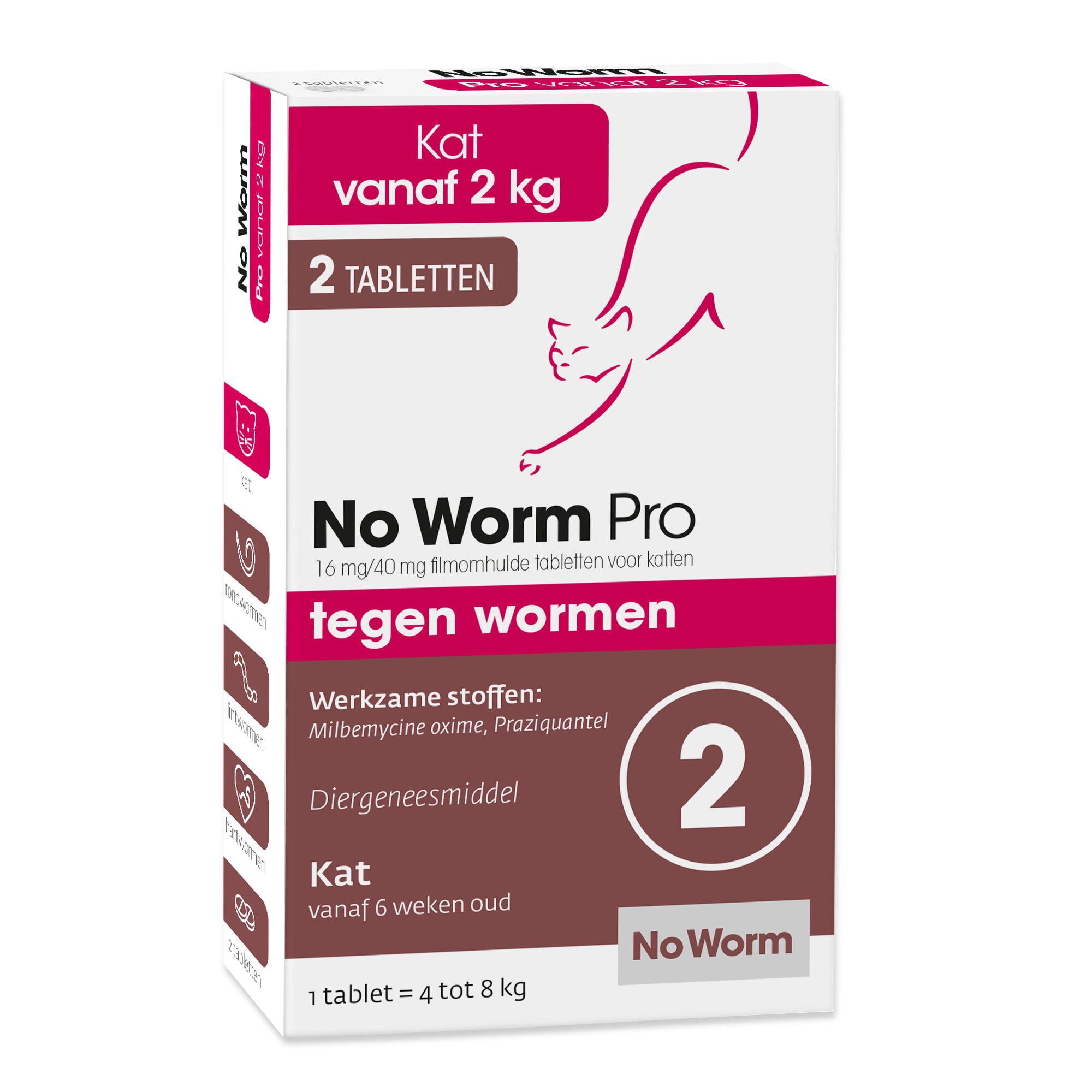 No Worm Pro Kat Tabletten - Wormenmiddel - 2 Stuks - M No Worm Pro Kat Tabletten - Wormenmiddel - 2 Stuks - M