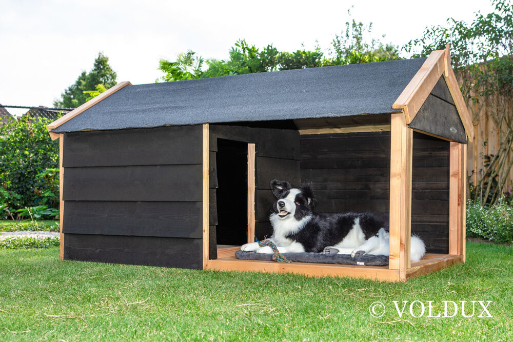Voldux Stijn - Hondenhok - Naturel/zwart - 110x113x201 cm