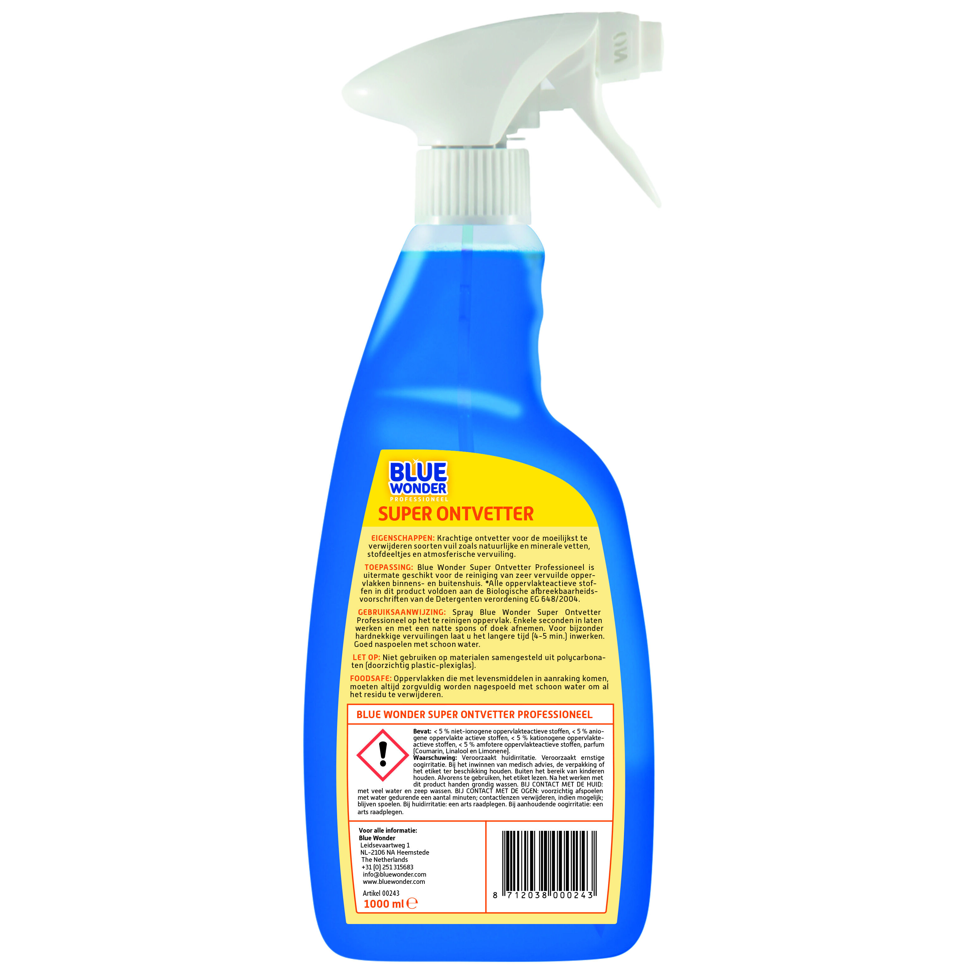 Blue Wonder Ontvetter - Reinigingsmiddel - 1000 Milliliter - 10 cm
