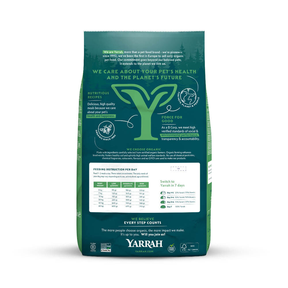 Yarrah Adult Biologisch Vegetarisch - Hondenvoer - 10 Kilogram - soja