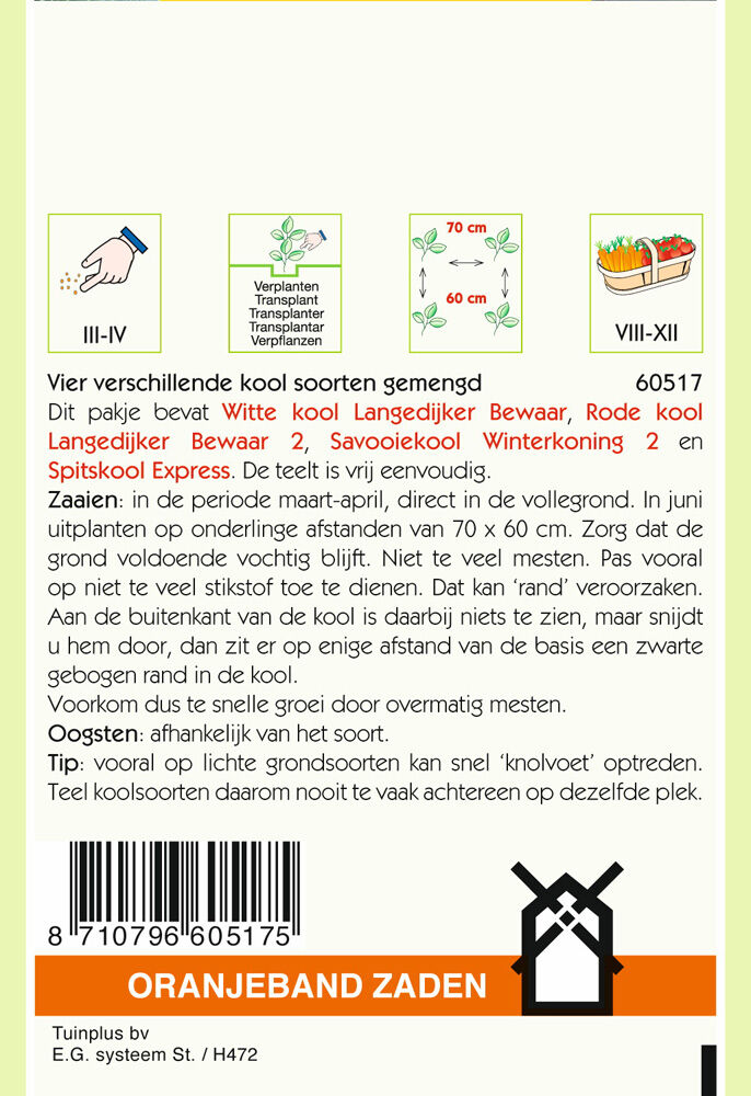 Oranjeband zaden Gemengde koolsoorten - Groentezaden