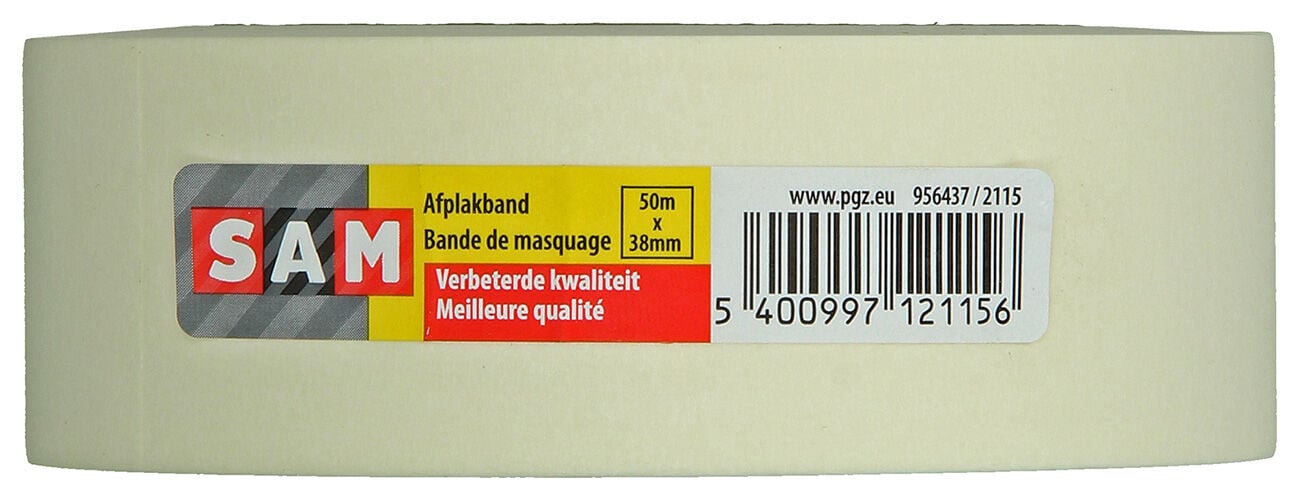 SAM 50m x 38 mm - Afplaktape - 11x11x3.8 cm - Wit - 4.1 cm