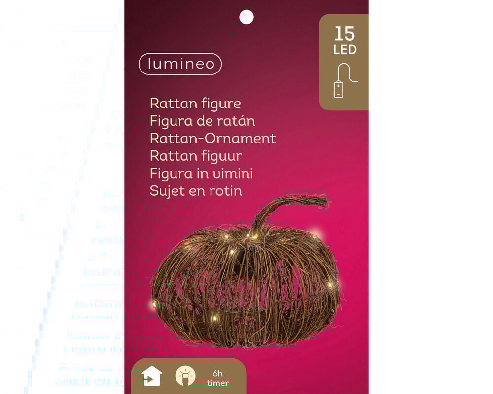 Lumineo LED Pompoen - Kerstverlichting - 15 - Bruin / warm wit