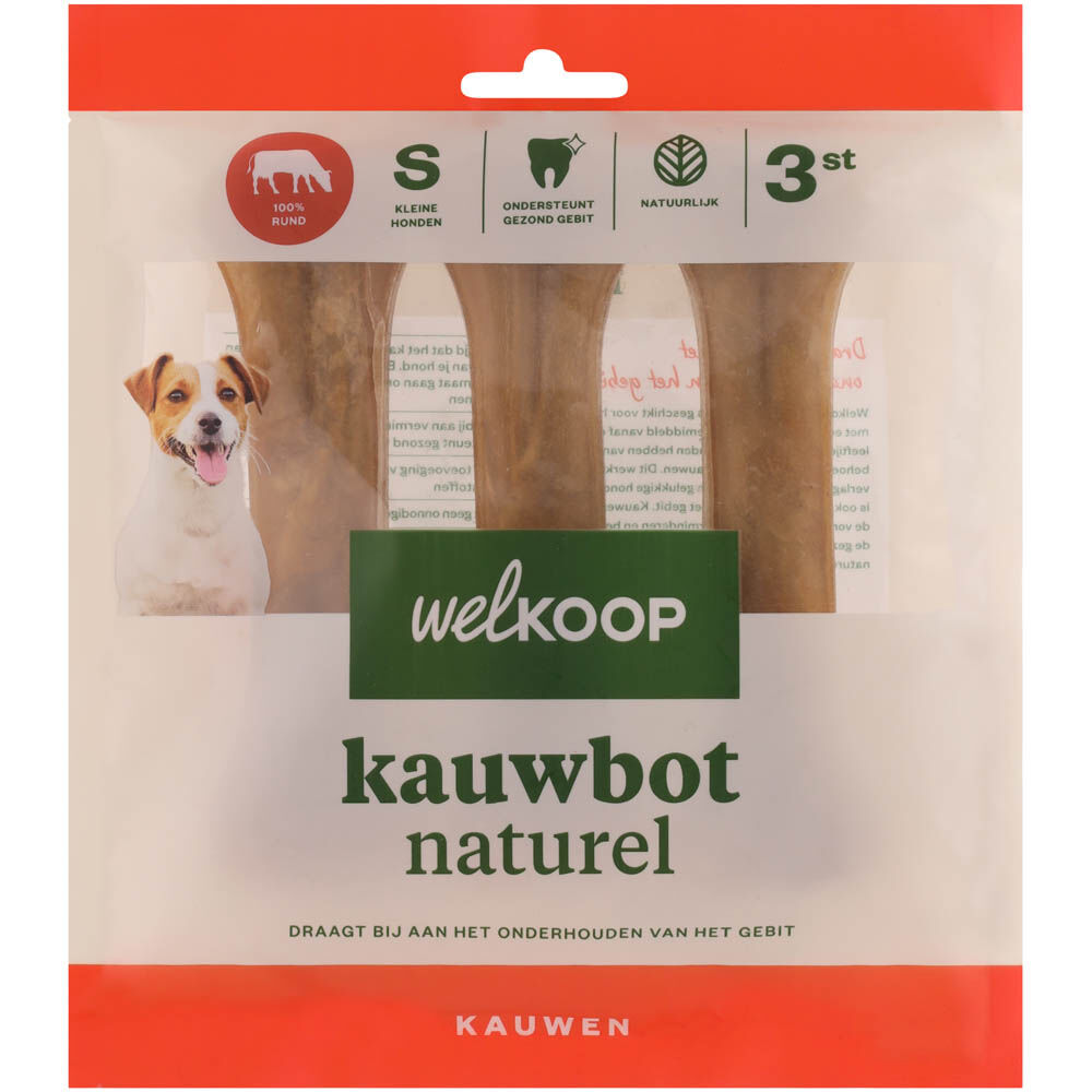 Welkoop - Kauwbot - Naturel - 3 Stuks - rund - S Welkoop - Kauwbot - Naturel - 3 Stuks - rund - S