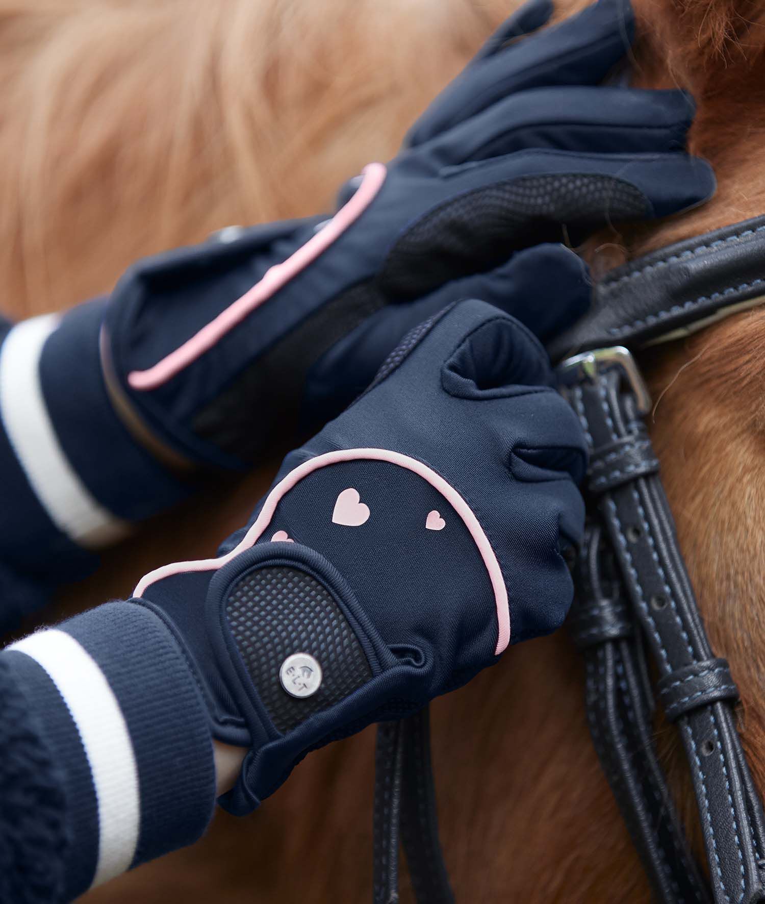 ELT Metropolitan heart - Paardrijhandschoenen - Blauw - 7-9 jaar