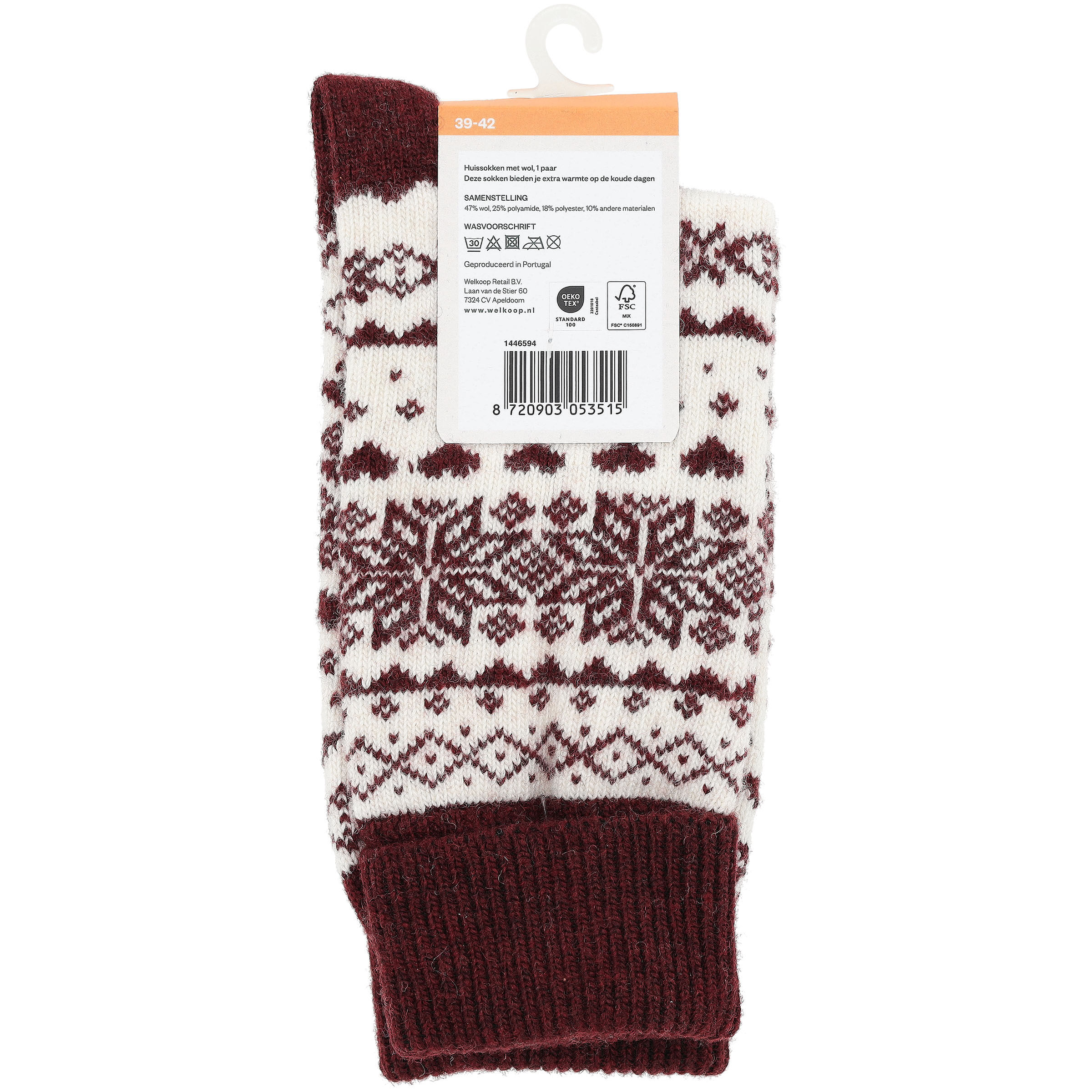 Welkoop Huissokken - Wol - Rood