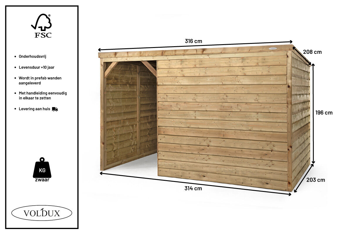 Voldux Winter - Schuilstal - 316x208x196 cm