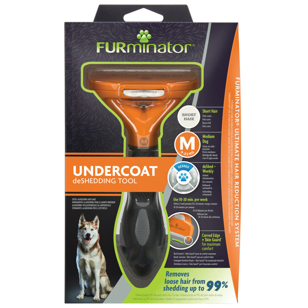 FURminator Hond Kort Haar - Borstel - Oranje Zwart - M