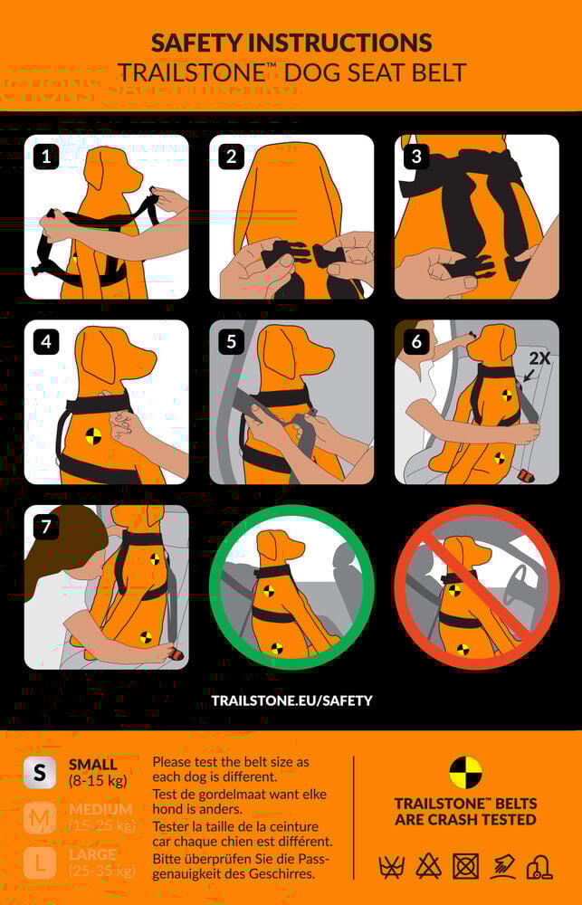 Trailstone Hond - Autogordel - zwart - S