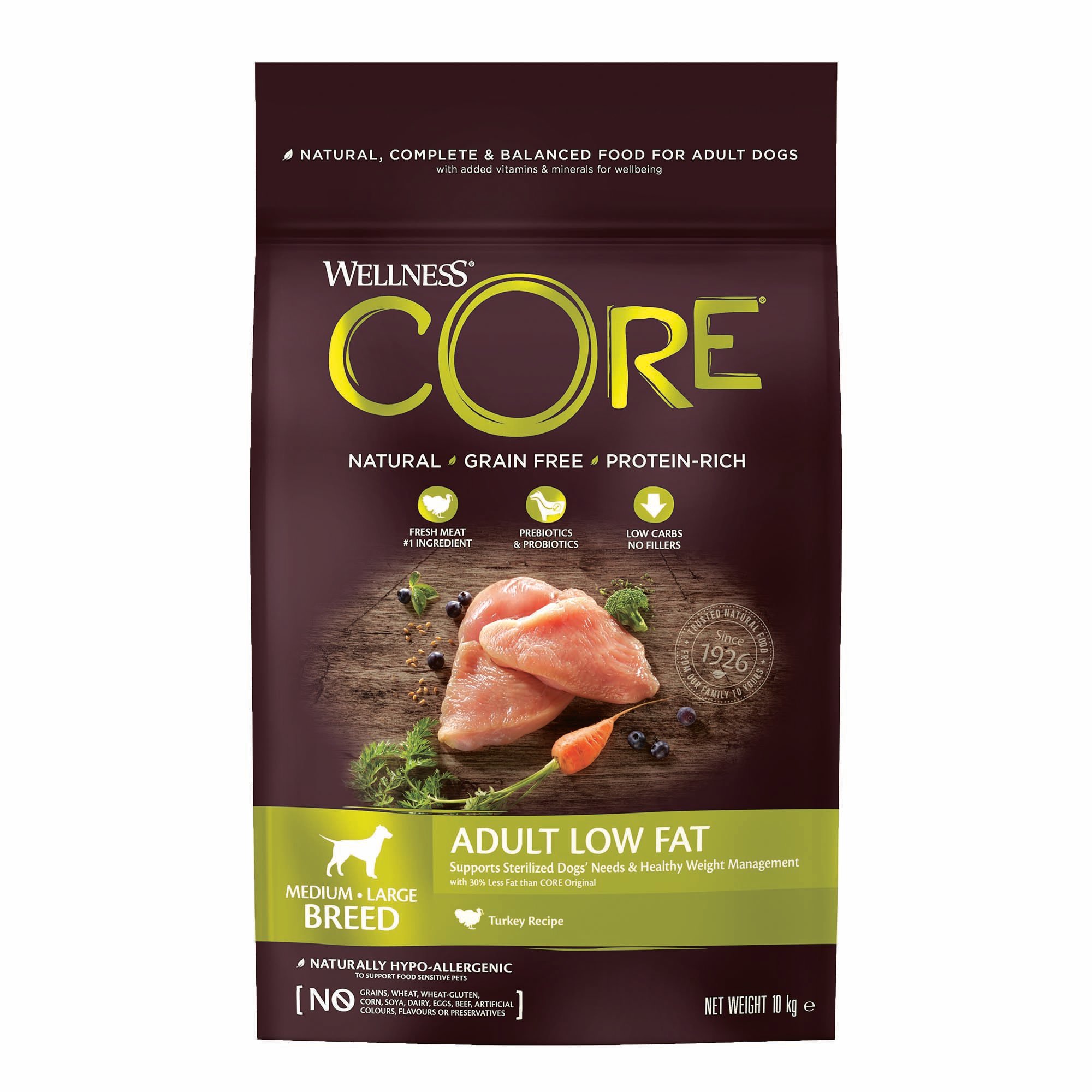 Wellness CORE Adult Low Fat Medium-Large- Breed - Hondenvoer - 10 Kilogram - kalkoen Wellness CORE Adult Low Fat Medium-Large- Breed - Hondenvoer - 10 Kilogram - kalkoen