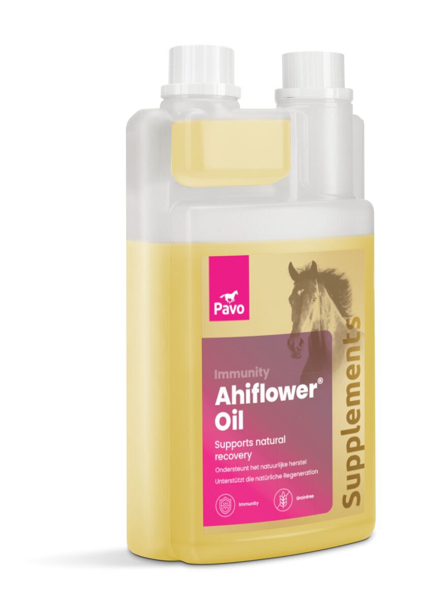 Pavo Ahiflower Oil - Supplement - Paardenvoer - 1 Liter Pavo Ahiflower Oil - Supplement - Paardenvoer - 1 Liter