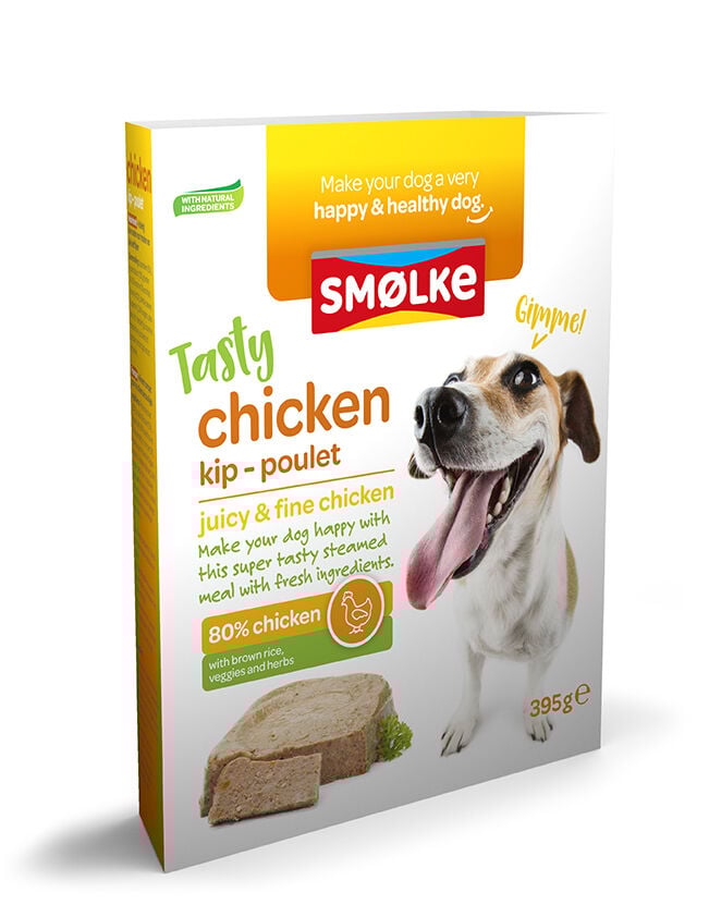 Smölke Kip Vers Gestoomd - Hondenvoer - 395 Gram - kip