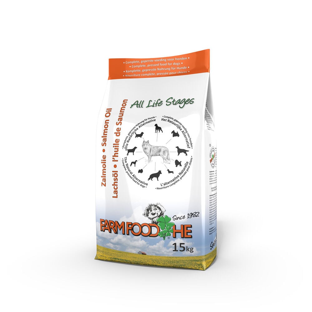 Farm Food HE Zalmolie Standaard - Hondenvoer - 15 Kilogram - Zalm Farm Food HE Zalmolie Standaard - Hondenvoer - 15 Kilogram - Zalm