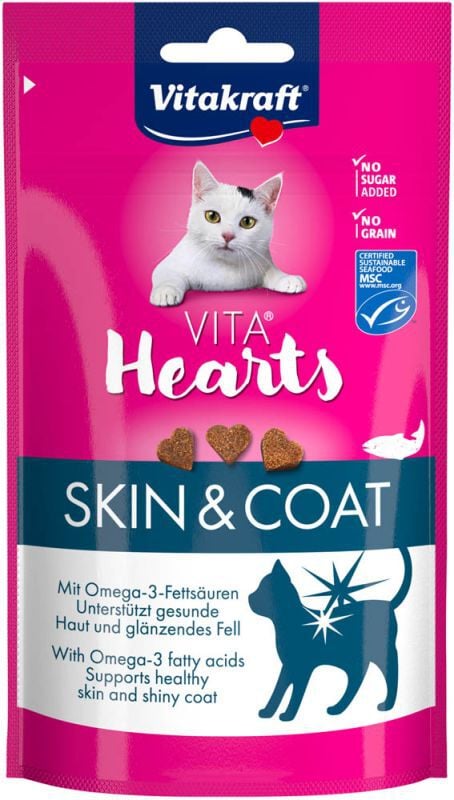 Vitakraft Vita Hearts Huid&Vacht - Kattensnack - 40 Gram - zalm Vitakraft Vita Hearts Huid&Vacht - Kattensnack - 40 Gram - zalm