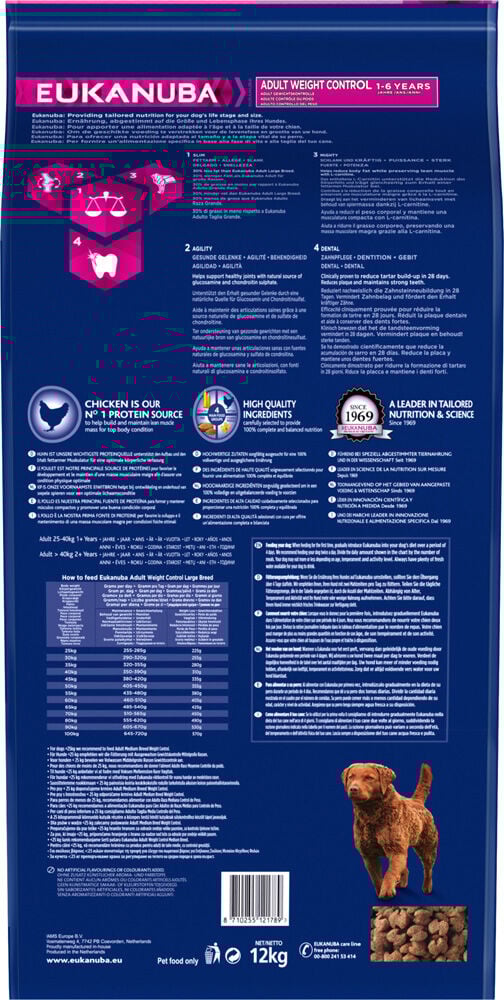 Eukanuba Adult Weight Control Large Breed - Hondenvoer - 12 Kilogram - kip