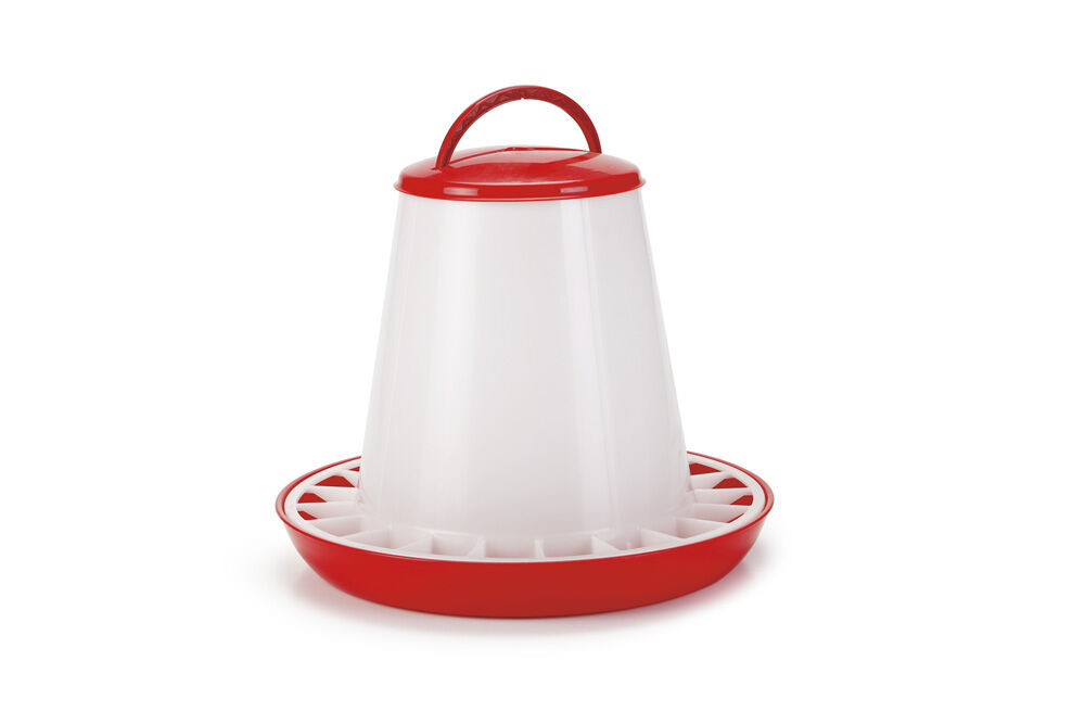 Olba Voersilo met deksel - Plastic - 6 Kilogram - Rood / Wit - 32x32x32 cm