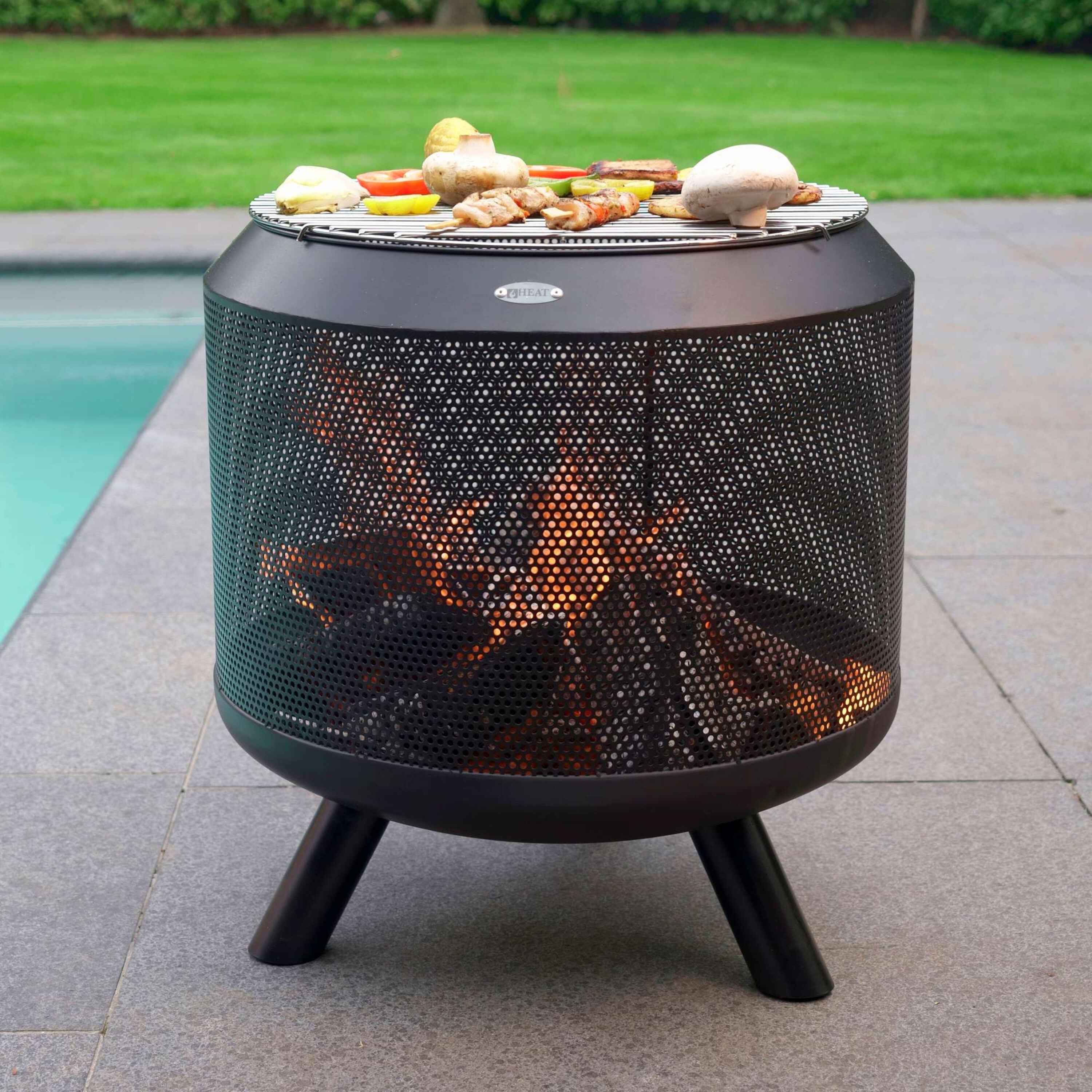 HEAT Drum - Vuurkorf met rooster - Rond - Zwart - Staal