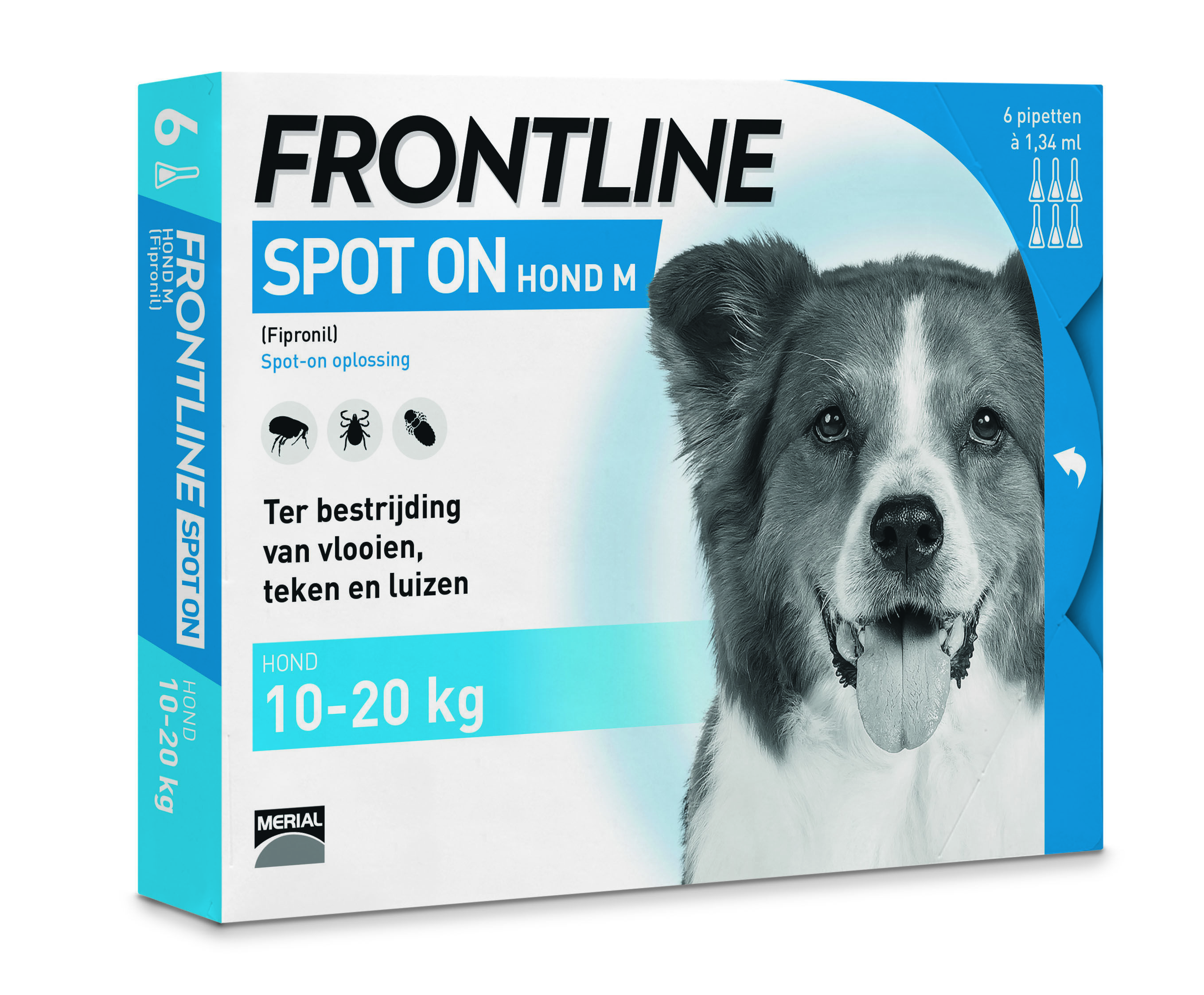 Frontline Spot On - Pipet - Anti vlooien en teken Hond - 6 pipetten - 6 Stuks - M Frontline Spot On - Pipet - Anti vlooien en teken Hond - 6 pipetten - 6 Stuks - M
