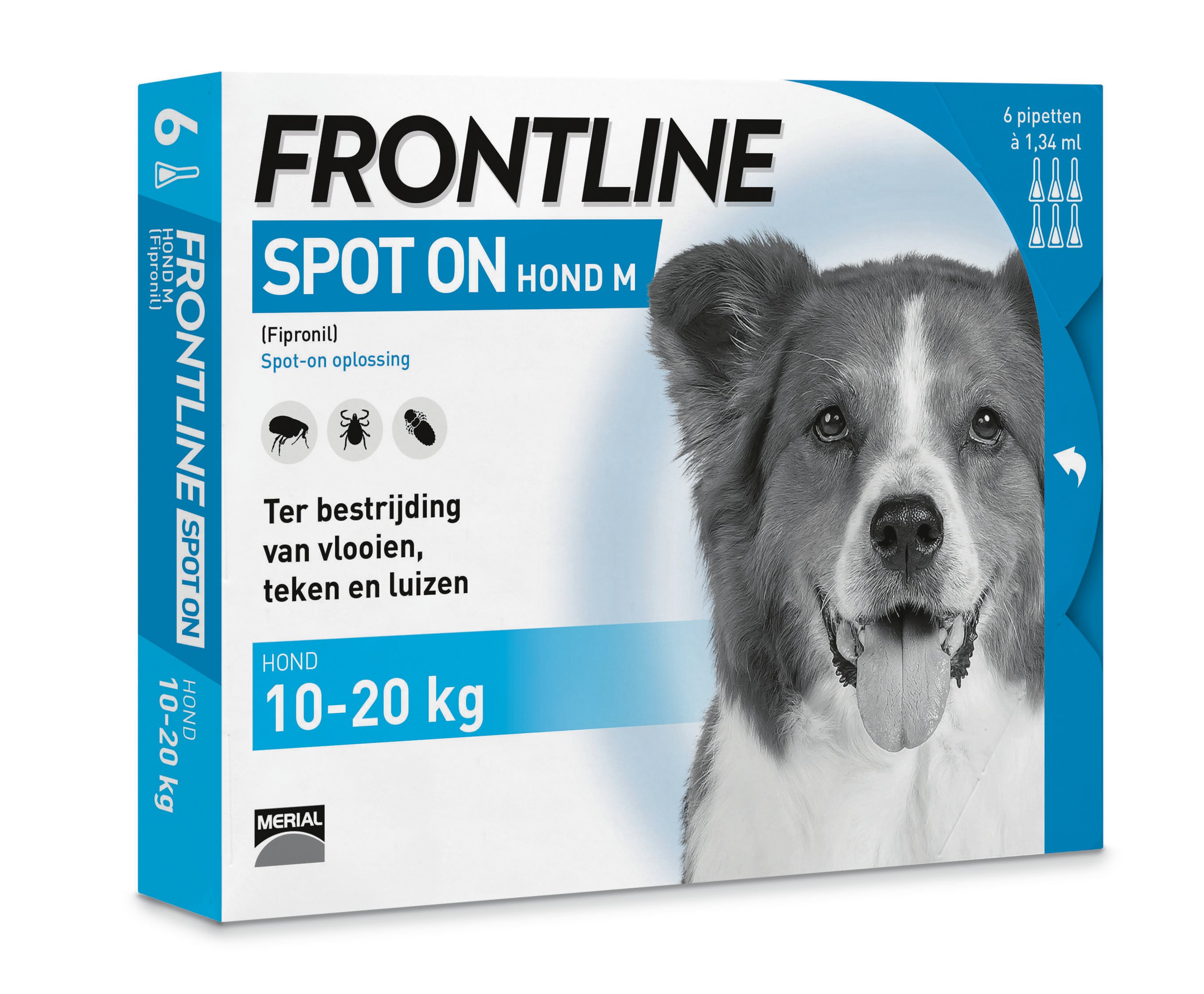 Frontline Spot On - Pipet - Anti vlooien en teken Hond - 6 pipetten - 6 Stuks - M Frontline Spot On - Pipet - Anti vlooien en teken Hond - 6 pipetten - 6 Stuks - M