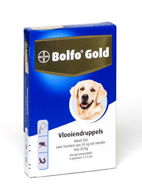 Bolfo Gold Hond 250 - Pipet - Anti vlooien Hond - 4 Stuks - M Bolfo Gold Hond 250 - Pipet - Anti vlooien Hond - 4 Stuks - M
