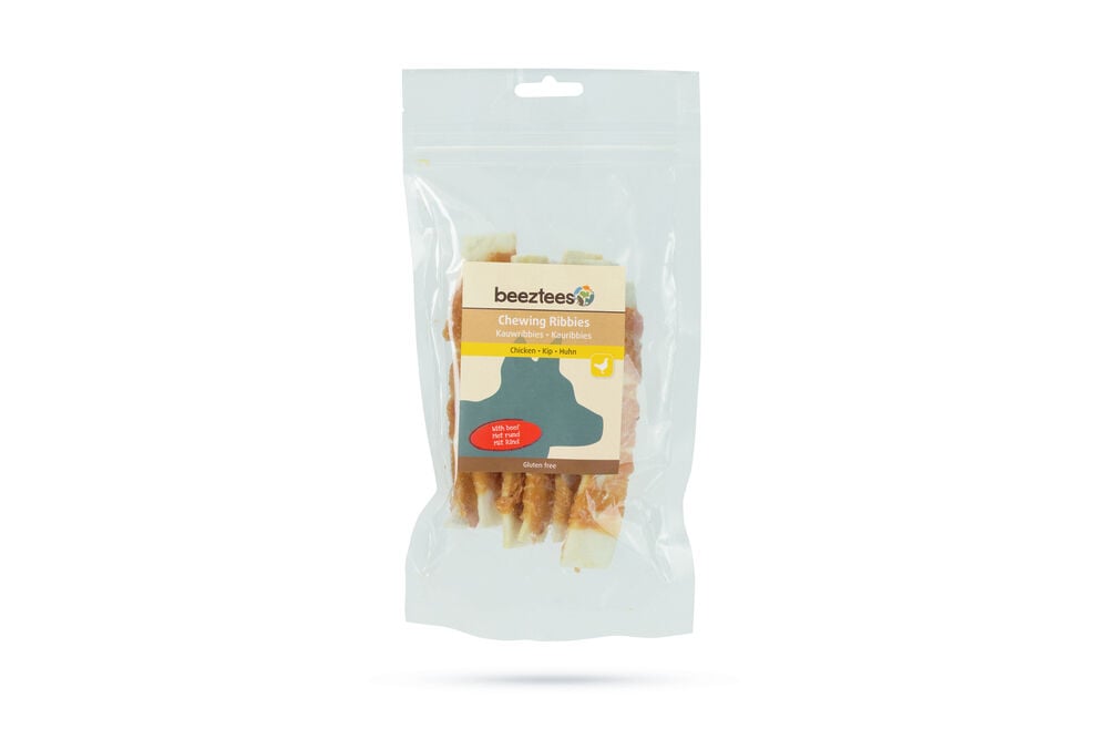 Beeztees Kauwribbies - Hondensnack - 6 Stuks - rund, kip Beeztees Kauwribbies - Hondensnack - 6 Stuks - rund, kip