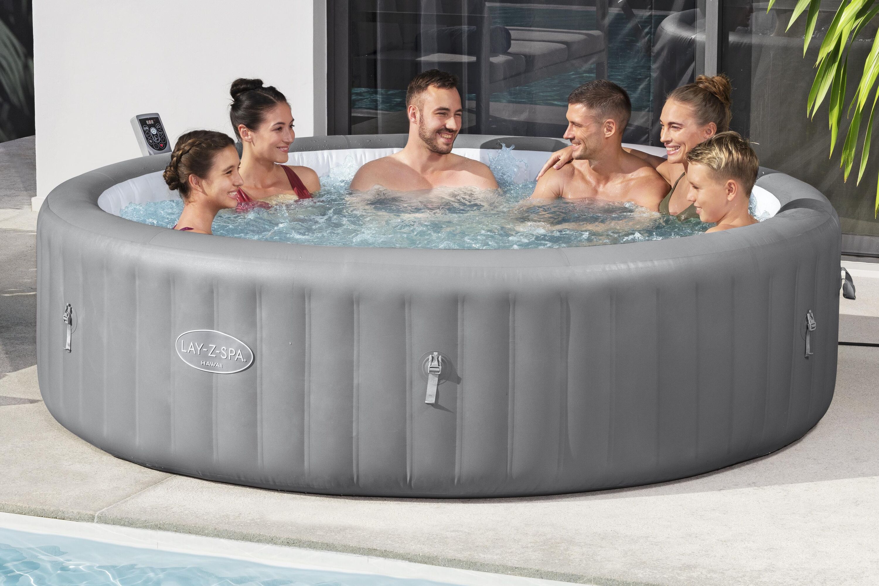 Bestway Lay-Z Spa - Hawaii Smart Airjet Spa - Grijs - 64.5x81x55 cm - 236 cm