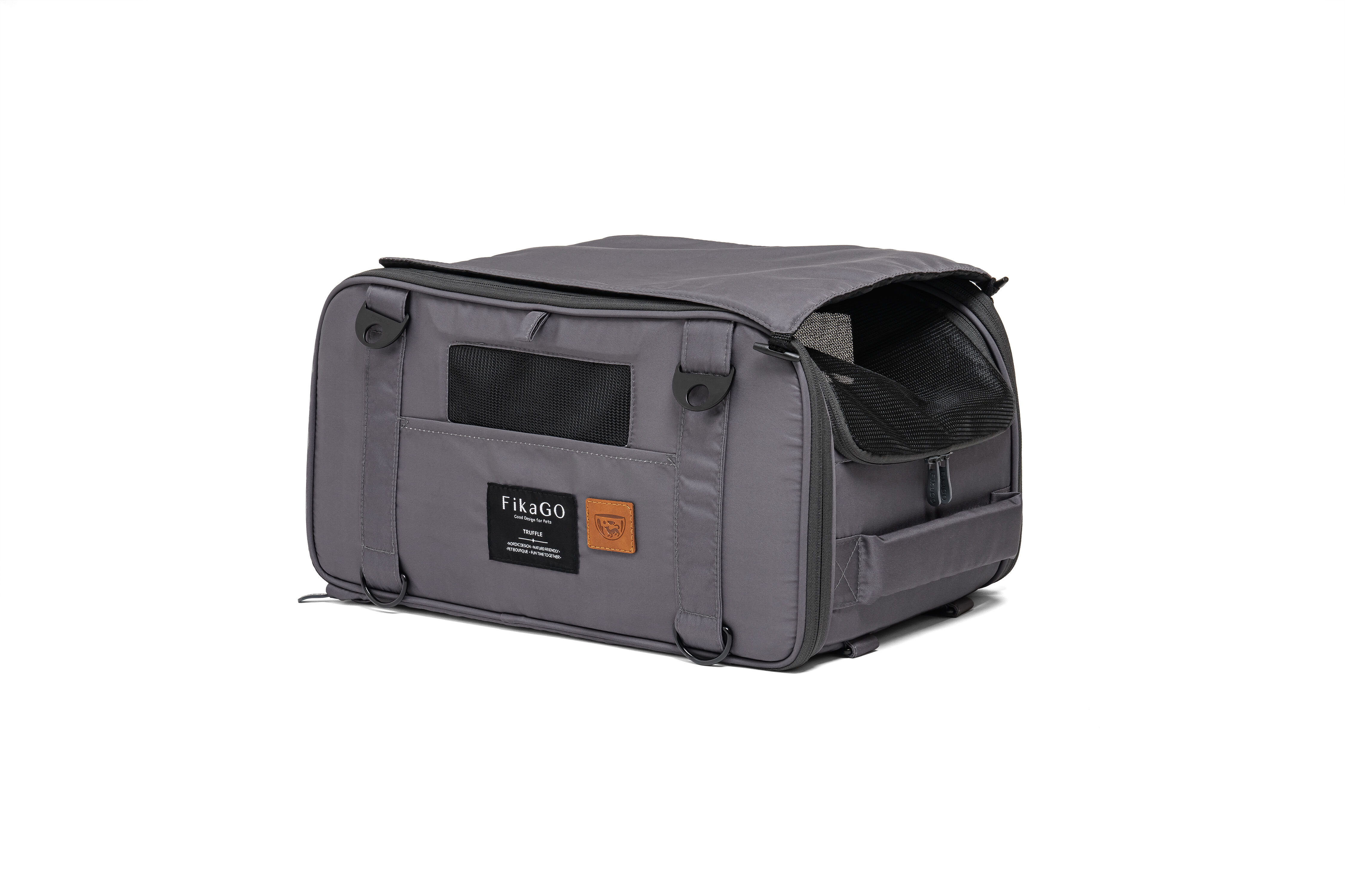 Fikago Truffle - Travel Carrier tot 5 kg- Honden draagtas - Grijs - 23x43x27 cm