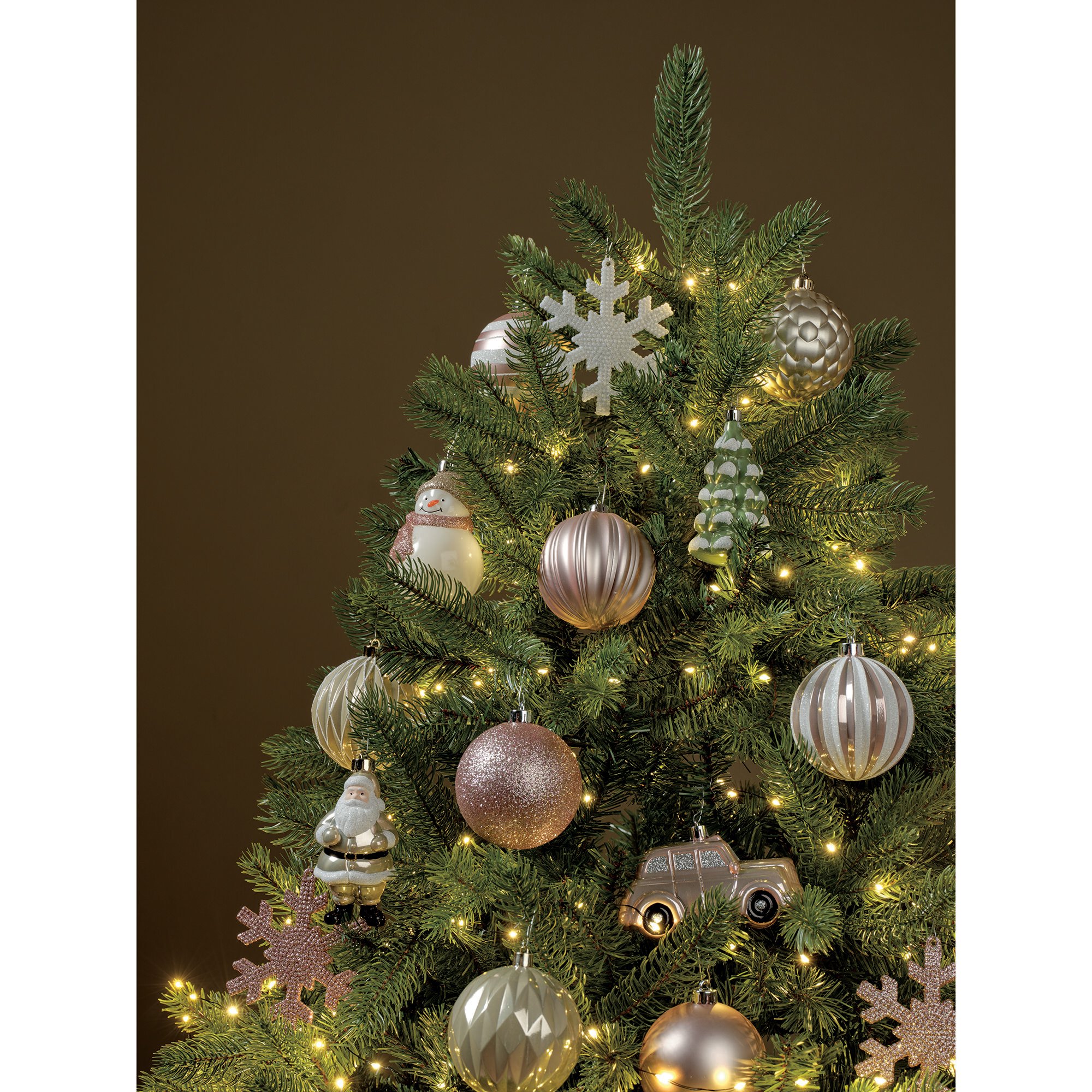 Decoris - Kerstballen mix - Wit Lichtroze
