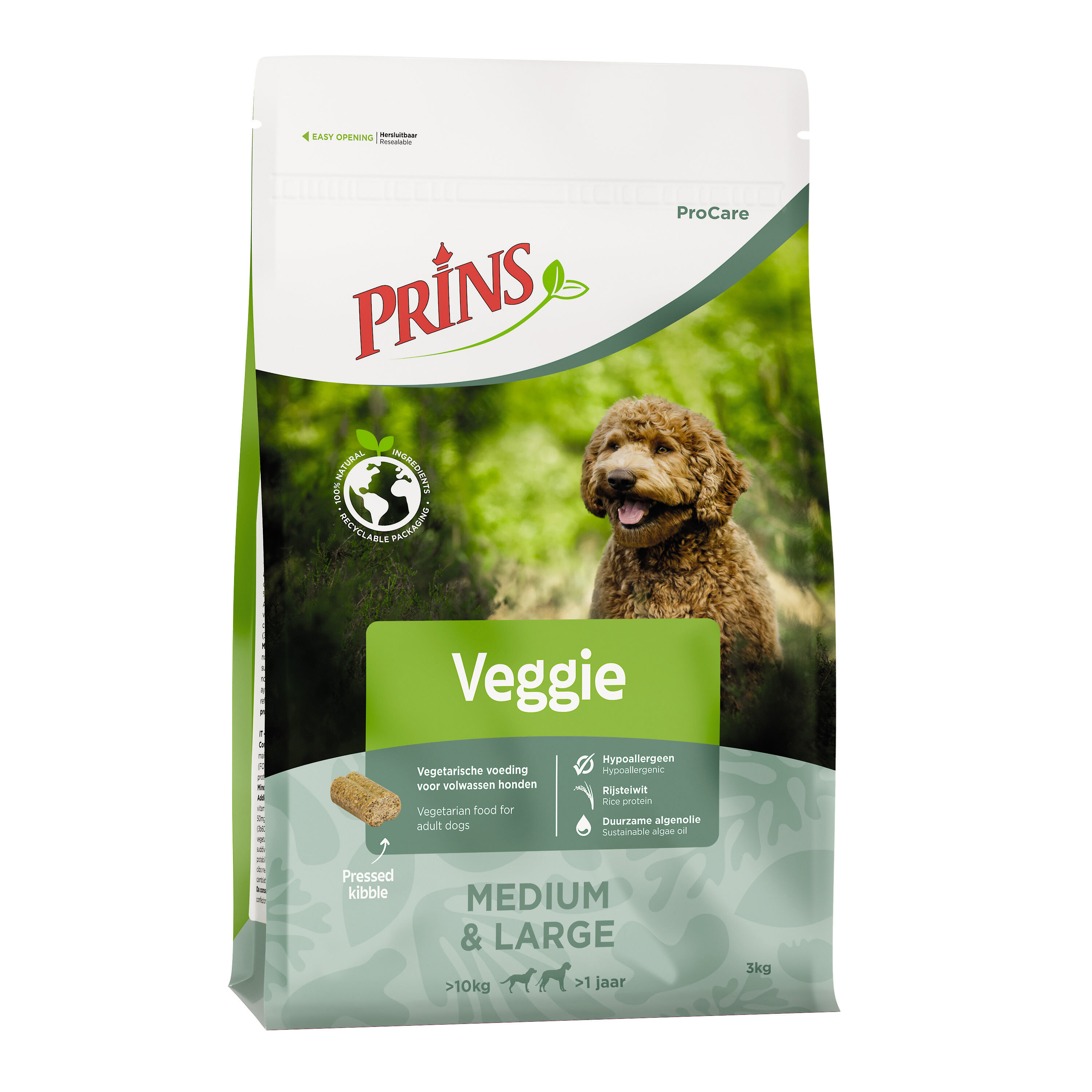 Prins Procare Veggie Medium - Large Geperste brok - Hondenvoer - 20 Kilogram - mais, rijst Prins Procare Veggie Medium - Large Geperste brok - Hondenvoer - 20 Kilogram - mais, rijst