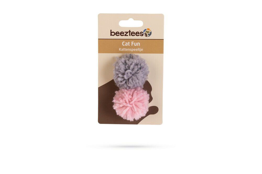 Beeztees Balletjes Orco Wol - Kattenspeeltjes 2 stuks - Grijs Roze
