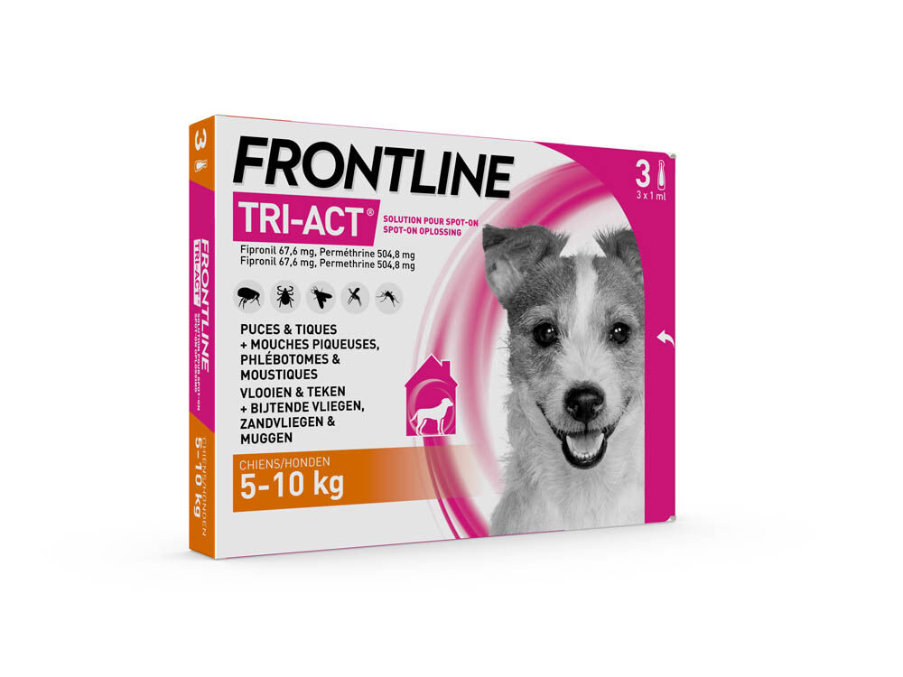 Frontline Tri-Act S - Teken en vlooienpipet - 3 pipetten - 3 Stuks - S Frontline Tri-Act S - Teken en vlooienpipet - 3 pipetten - 3 Stuks - S