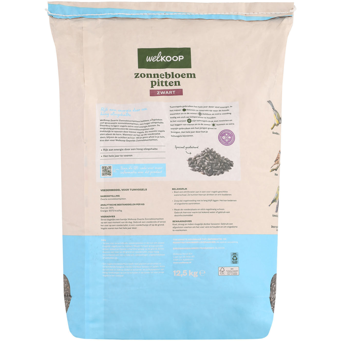 Welkoop - Zwarte Zonnebloempitten - Tuinvogelvoer - 12.5 Kilogram