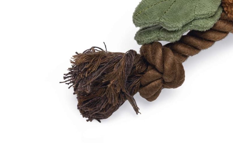 Beeztees Eikel met Touw - Knuffel - Hondenspeelgoed - Bruin - 10x11x1 cm